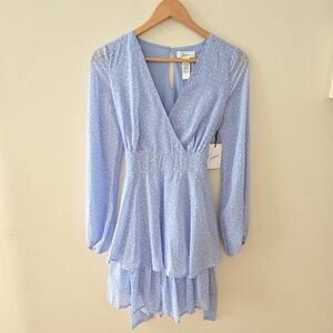 BNWT Japna Blue dots Long Sleeve Dress small